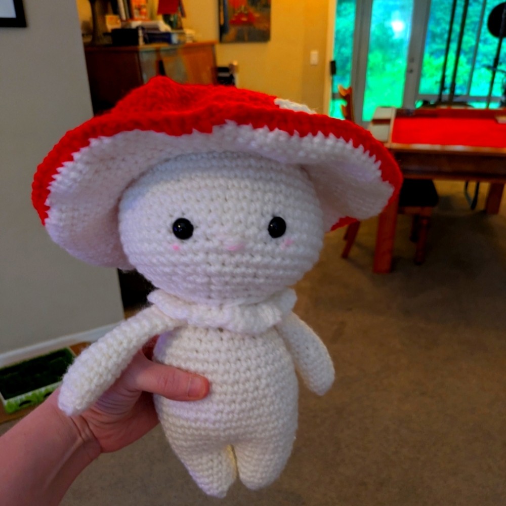 Handcrafted Mushroom Doll with Red Hat